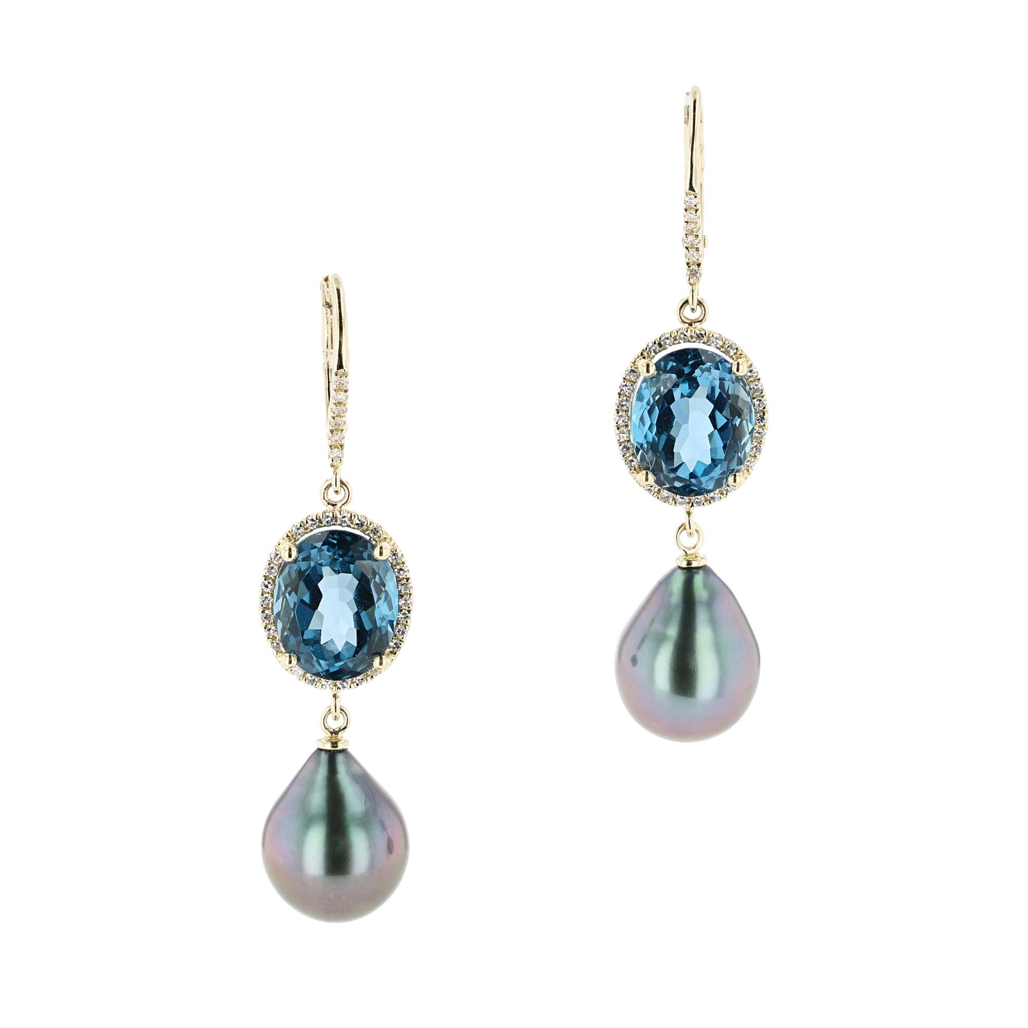 Oval London Blue Topaz & Diamond Earrings – Hinerava Jewelry