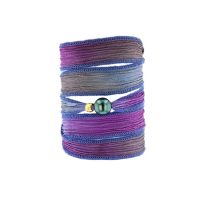 Tahitian Pearl Jewelry bracelet de Perles de Tahiti bijoux soie silk choker, Purple Iris Silk Pearl Bracelet