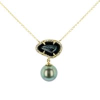 Geode Pearl and Diamond Necklace