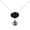 Black Geode Pearl and Diamond Yellow Gold Necklace , Geode Pearl and Diamond Earrings, Geode Pearl and Diamond Earrings , Gem Tahitian Pearl Gold Jewelry Necklace Colliers de Perles de Tahiti or bijoux