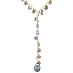 amethyst keshi Tahitian Pearl gold Jewelry neckalce collier de perle de tahiti bijoux or