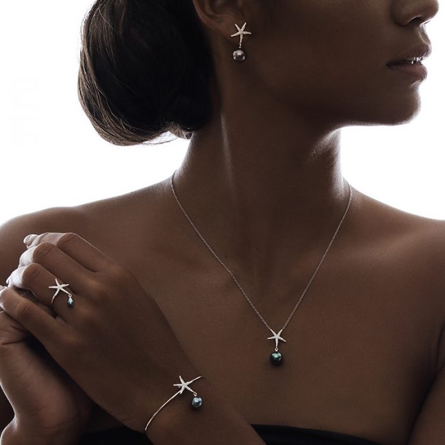 Tahitian Pearl Jewelry, Tahitan Pearls, Tahiti, Luxury Pearl Jewelry, Pearl Ring, Pearl Bracelet, Pearl Earrings, Pearl Necklace, Pearl Diamond , Long Hammered Hook White Gold, STERLING SILVER JEWELRY, starfish jewelry, starfish ring, necklace, starfish gold